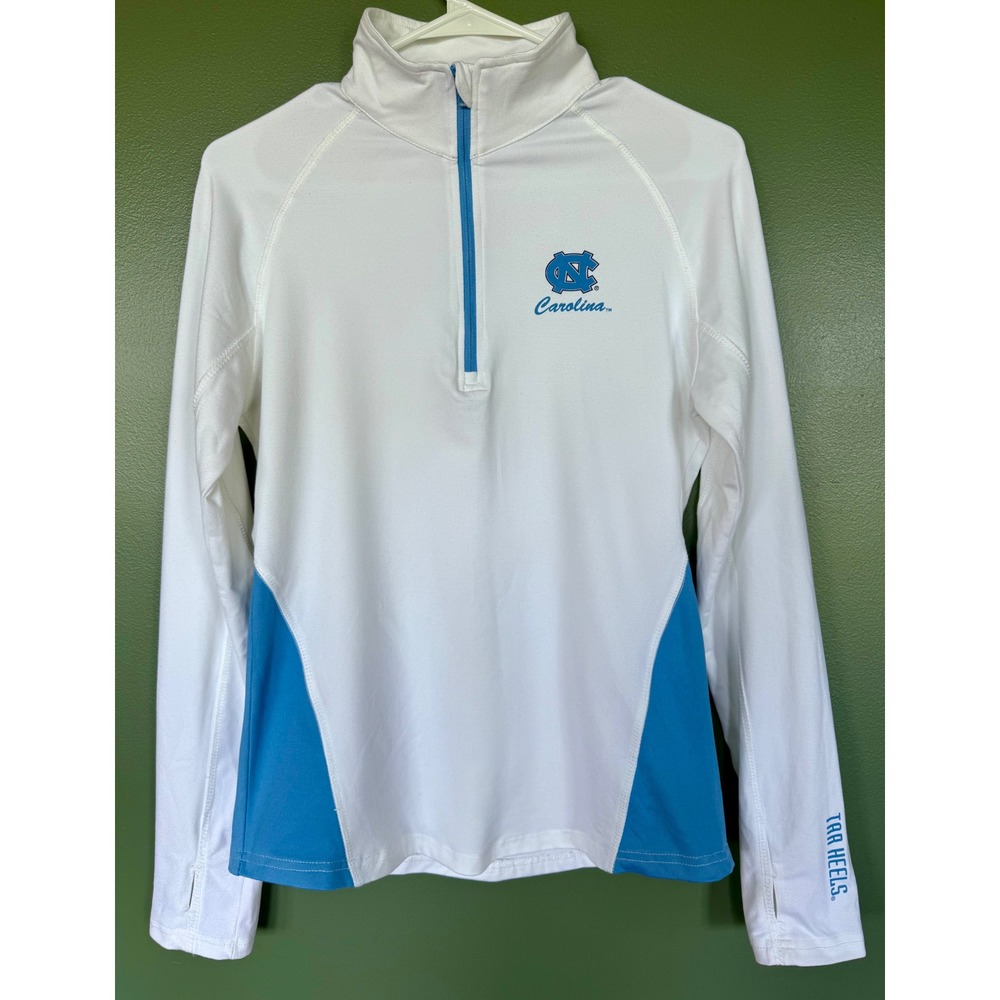 UNC Tar Heels Womens Quarter Zip Pullover White Blue Medium NCAA - Picture 1 of 9